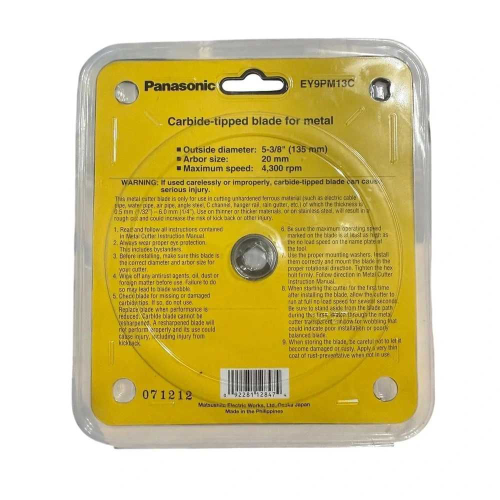 Panasonic Saw Blade EY9M13C 5 3/8 Metal cutting Blade 30‎ carbide 20 MM Arbor